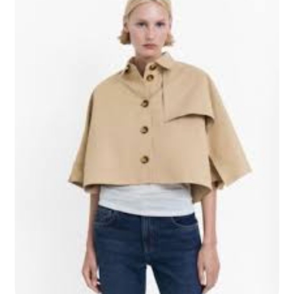 New House of Harlow Cape Style Cropped Trench Jacket - Picture 6 of 14